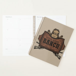 Personalised NAME Cowboy Guns Western Ranch Sign  Planner