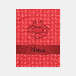 Personalised name crab red christmas trees fleece blanket