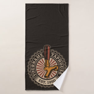 Personalised NAME Craft Beer Taphouse Brewery Bar Bath Towel Set