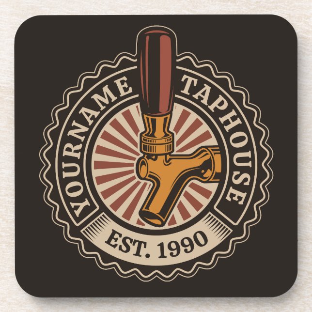 Personalised NAME Craft Beer Taphouse Brewery Bar  Coaster (Front)