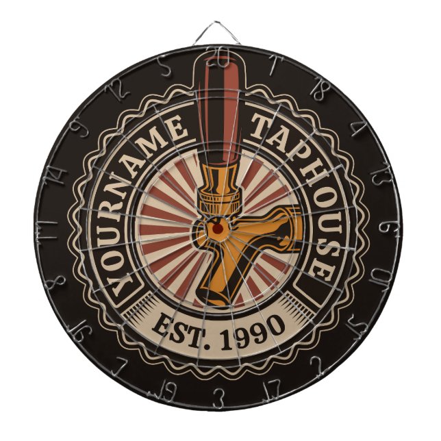 Personalised NAME Craft Beer Taphouse Brewery Bar Dartboard (Front)