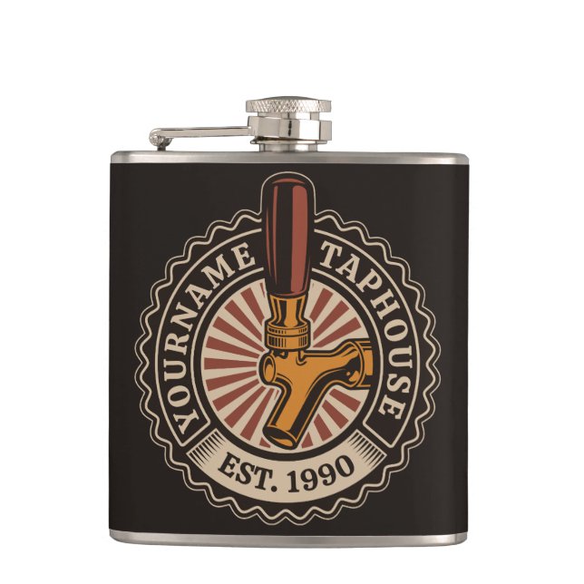 Personalised NAME Craft Beer Taphouse Brewery Bar  Hip Flask (Front)
