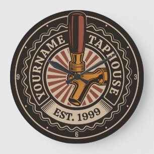 Personalised NAME Craft Beer Taphouse Brewery Bar  Large Clock