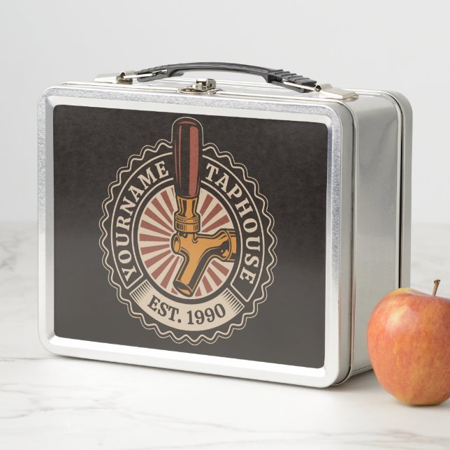 Personalised NAME Craft Beer Taphouse Brewery Bar  Metal Lunch Box (In Situ)