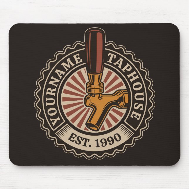 Personalised NAME Craft Beer Taphouse Brewery Bar  Mouse Pad (Front)