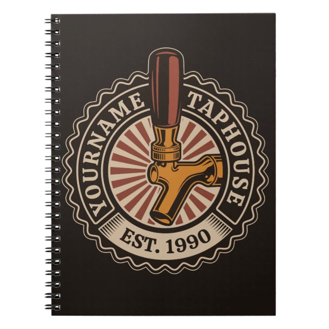 Personalised NAME Craft Beer Taphouse Brewery Bar  Notebook (Front)