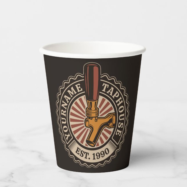 Personalised NAME Craft Beer Taphouse Brewery Bar Paper Cups (Front)