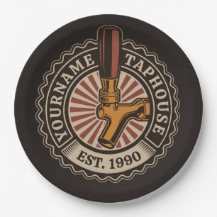 Personalised NAME Craft Beer Taphouse Brewery Bar  Paper Plate