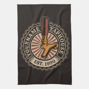 Personalised NAME Craft Beer Taphouse Brewery Bar  Tea Towel