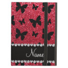 Personalised name crimson red glitter butterflies