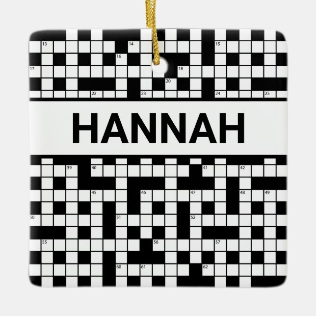 Personalised Name Crossword Puzzle Pattern Ceramic Ornament (Front)