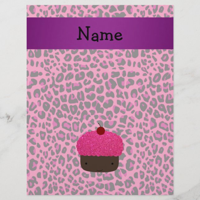 Personalised name cupcake pink leopard print flyer (Front)