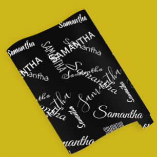 Personalised Name Custom Black White Wrapping Paper
