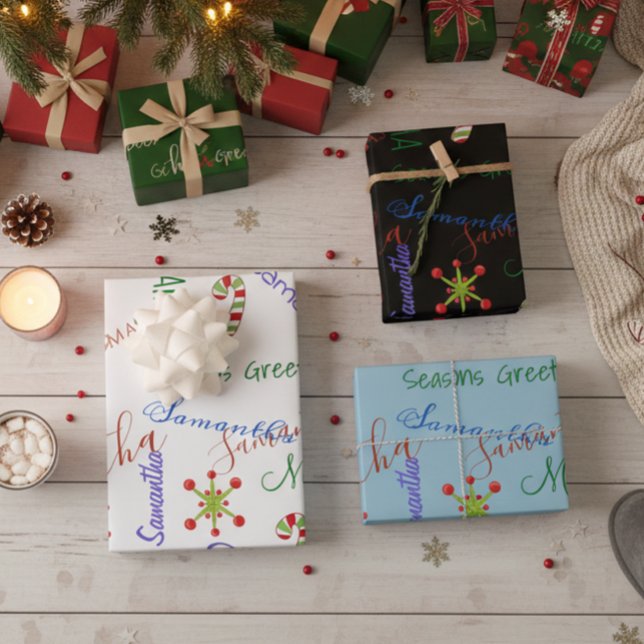 Personalised Name Custom Holiday Christmas Wrapping Paper Sheet (Creator Uploaded)