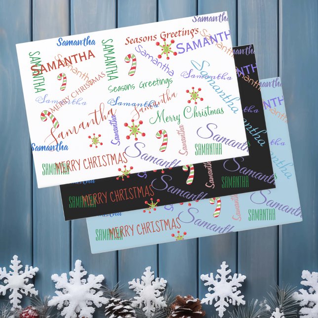 Personalised Name Custom Holiday Christmas Wrapping Paper Sheet (Creator Uploaded)