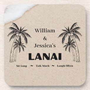 Personalised Name Custom Lanai Tropical Palm Trees Coaster