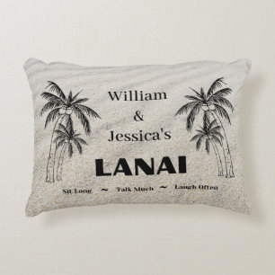 Personalised Name Custom Lanai Tropical Palm Trees Decorative Cushion