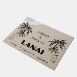 Personalised Name Custom Lanai Tropical Palm Trees Doormat