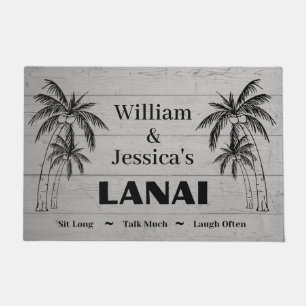 Personalised Name Custom Lanai Tropical Palm Trees Doormat