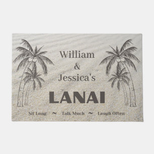 Personalised Name Custom Lanai Tropical Palm Trees Doormat