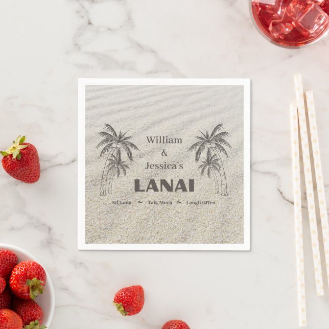 Personalised Name Custom Lanai Tropical Palm Trees Napkin (Insitu)