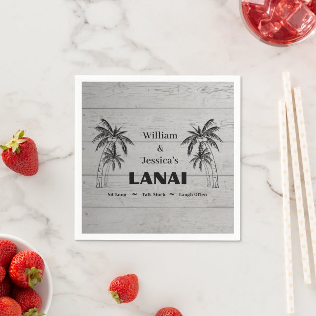 Personalised Name Custom Lanai Tropical Palm Trees Napkin (Insitu)
