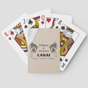 Personalised Name Custom Lanai Tropical Palm Trees Playing Cards