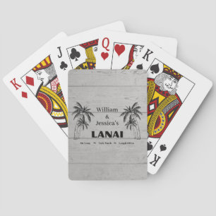 Personalised Name Custom Lanai Tropical Palm Trees Playing Cards
