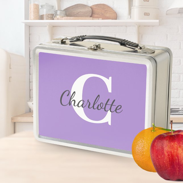 Personalised Name Custom Minimalist Monogram Metal Lunch Box (Creator Uploaded)