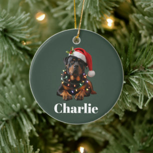 Personalised Name Custom Rottweiler Dog Christmas  Ceramic Ornament