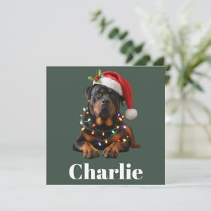 Personalised Name Custom Rottweiler Dog Christmas  Holiday Card
