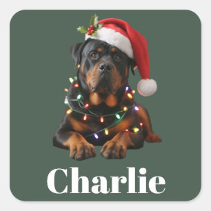 Personalised Name Custom Rottweiler Dog Christmas Square Sticker
