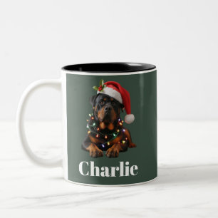 Personalised Name Custom Rottweiler Dog Christmas Two-Tone Coffee Mug