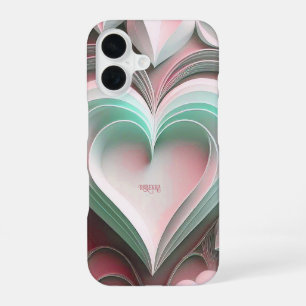 Personalised Name Custom Text Paper Hearts iPhone 16 Case