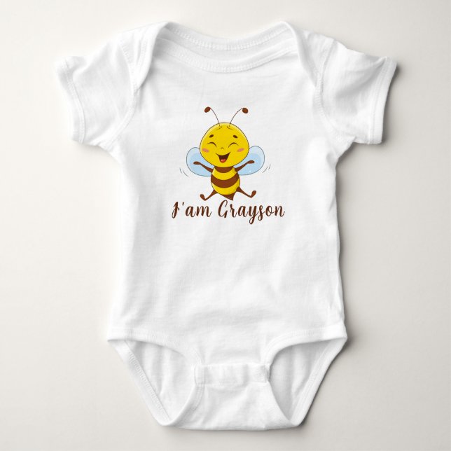  Personalised Name Cute Baby Bodysuit (Front)