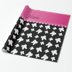 Personalised name cute black tooth pattern wrapping paper