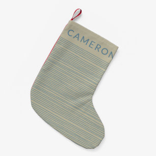Personalised Name Cute Blue Abstract Lines Pattern Small Christmas Stocking