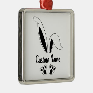 Personalised Name Cute Bunny Easter Metal Ornament