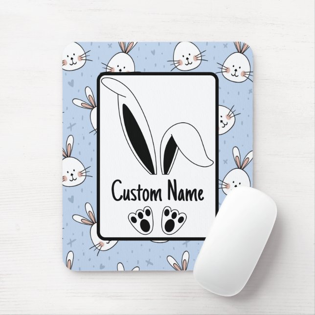 Personalised Name Cute Bunny Easter Mouse Pad (With Mouse)
