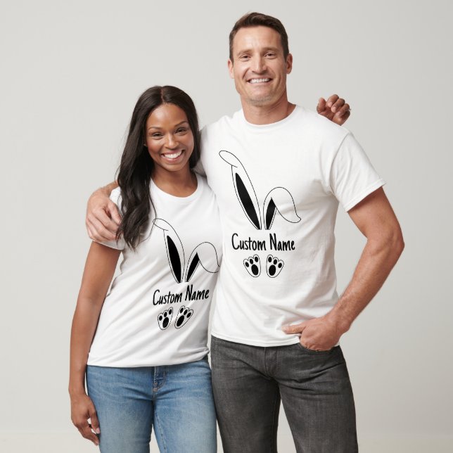 Personalised Name Cute Bunny Easter T-Shirt (Unisex)
