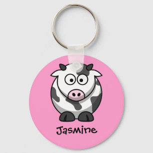 Personalised Name - Cute Cartoon Cow Key Ring