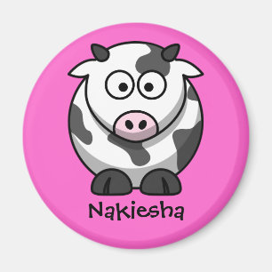 Personalised Name - Cute Cartoon Cow Magnet