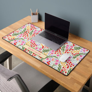 Personalised Name Cute Floral Colourful Girl Gift  Desk Mat