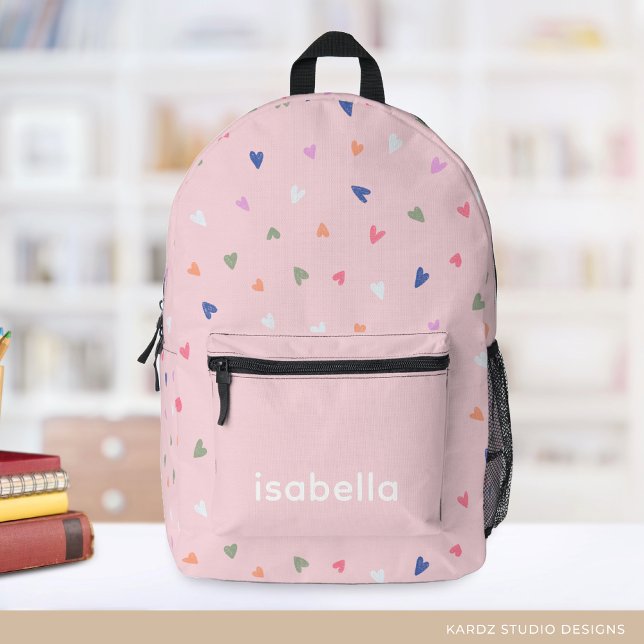 Personalised Name Cute Hearts Girl Backpack (Creator Uploaded)