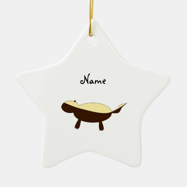 Personalised name Cute honey badger Ceramic Ornament (Front)