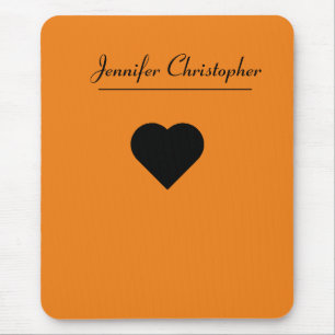 Personalised Name Cute modern Script Orange love  Mouse Pad