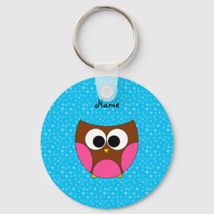 Personalised name cute owl key ring