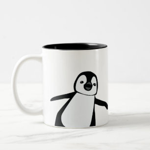 Personalised Name Cute Peeking Penguin Holiday Two-Tone Coffee Mug