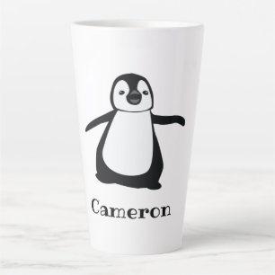 Personalised Name Cute Peeking Penguin Latte Mug
