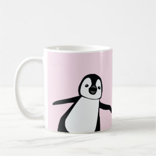 Personalised Name Cute Peeking Penguin pink Coffee Mug
